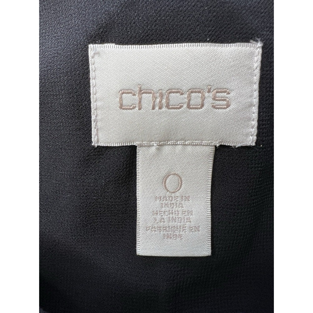 Chicos Black Beaded‎ Honeycomb Zip Front Bomber Jacket Size 0 XS/S Geometric - Picture 3 of 8